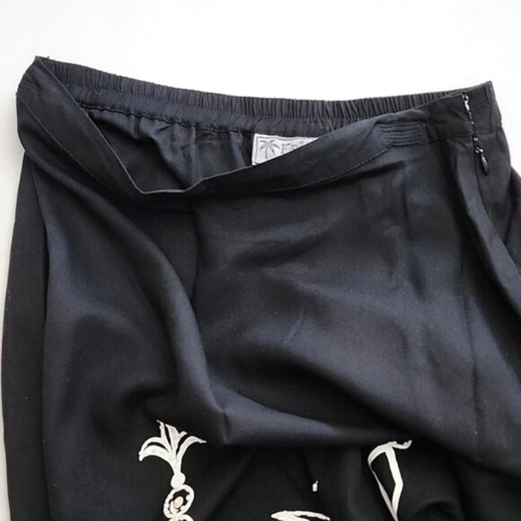 Faith Resortwear Black Long A-Line Skirt White Pineapple Print Sequins Sz Small - Picture 6 of 14